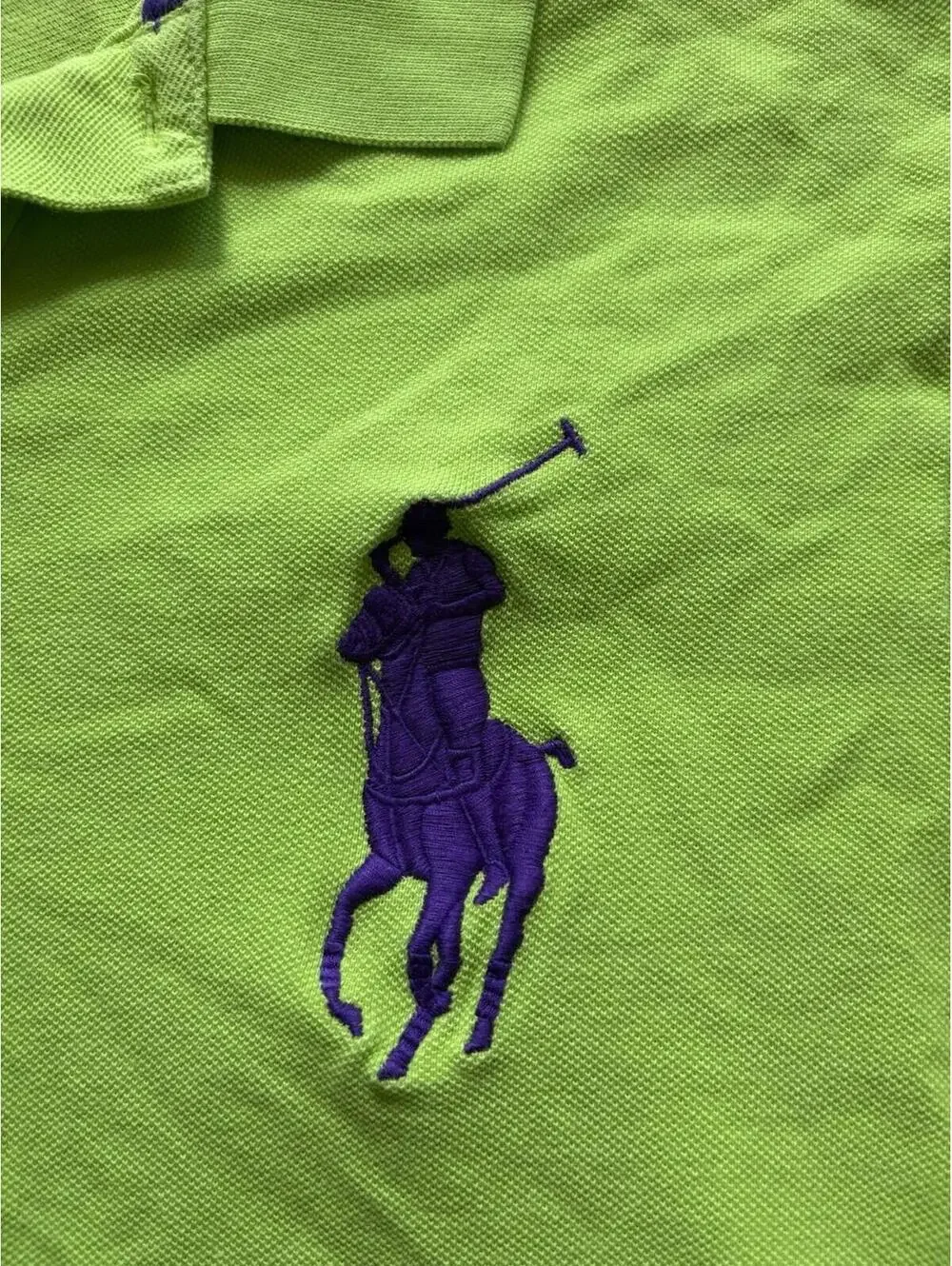 Polo Ralph Lauren Custom Fit Big Pony 3 Logo Polo Shirt Men's Size XL Lime Green